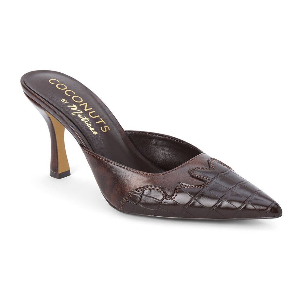 12th Tribe Delaney Espresso Western Croc Heel Size 7chocolate / 7